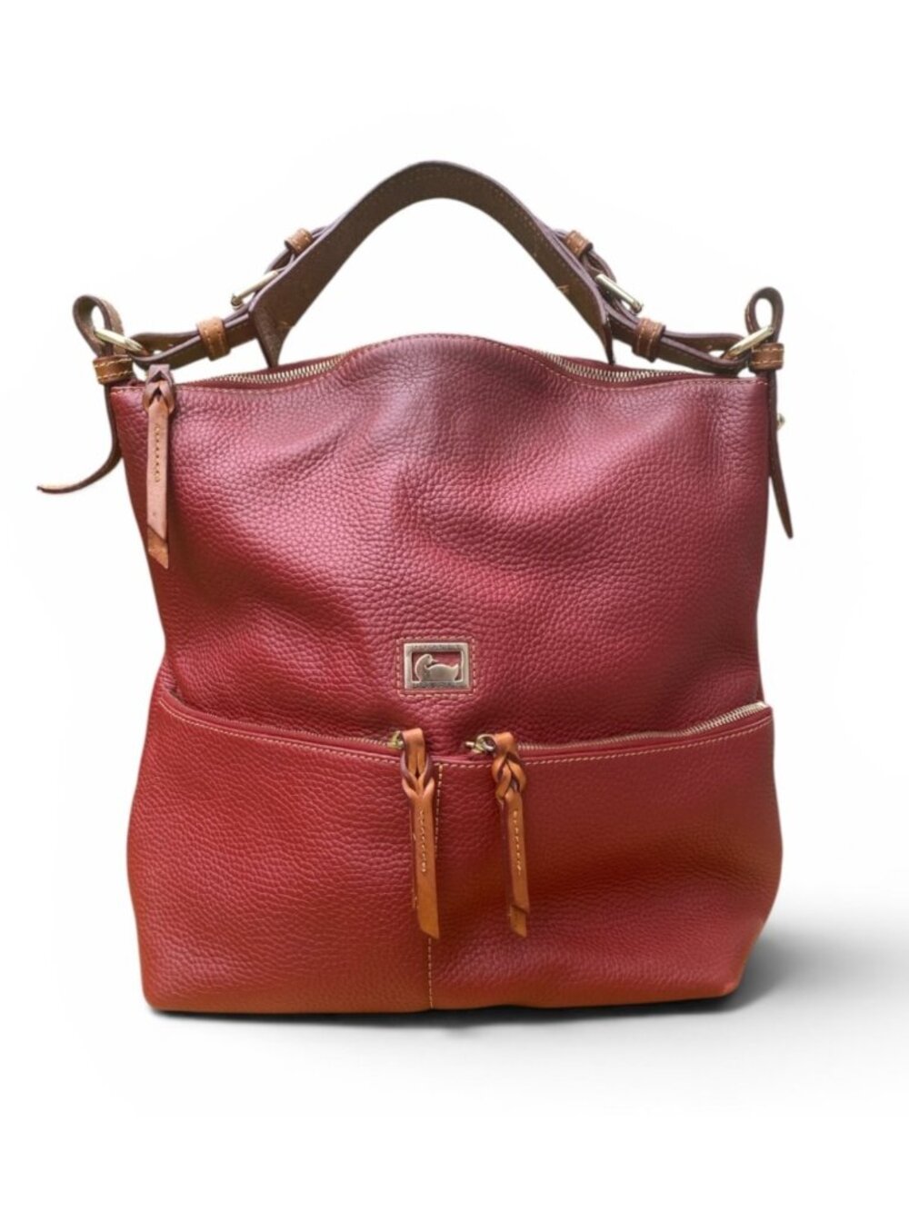 Dooney & Bourke Cranberry Red Dillen Purse Handbag Pebbled Leather Large